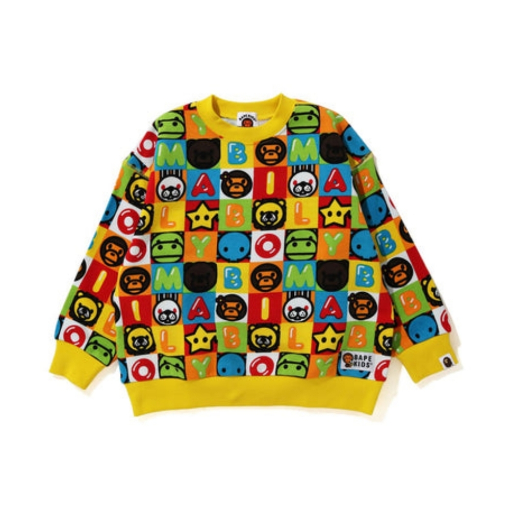 BAPE A Bathing Ape Milo Friends  Block Loose Fit Crewneck Sweatshirt Size 7 8 9